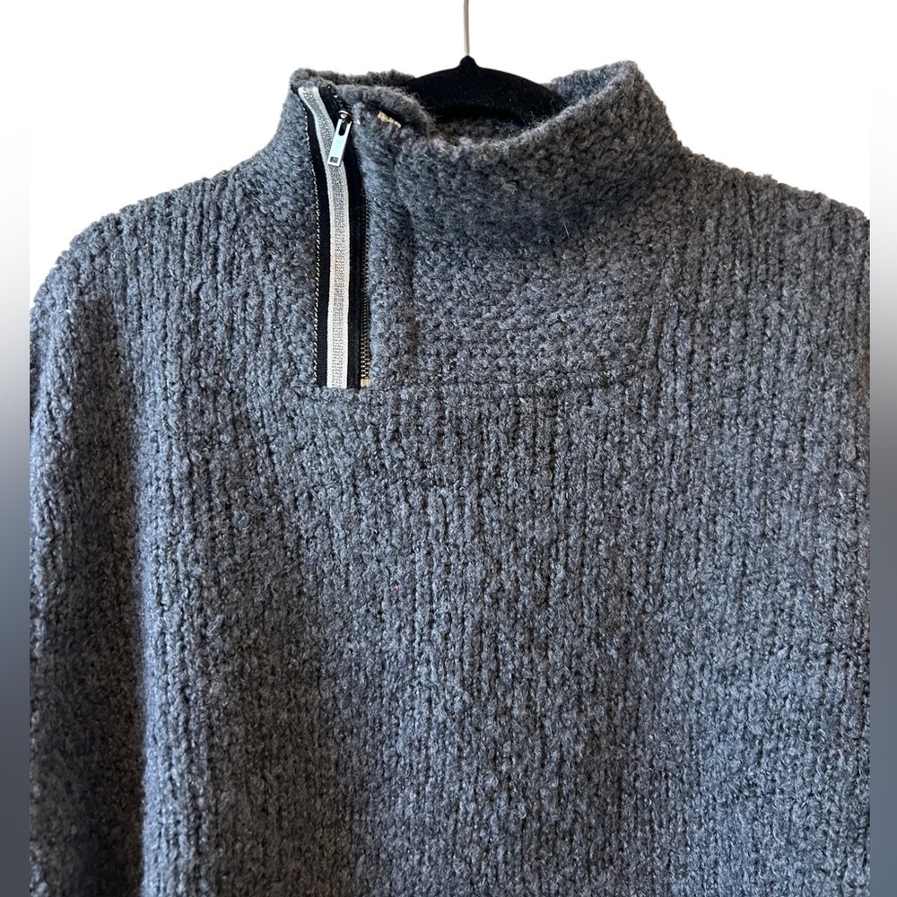 AMS Pure Zippered High Neck Wool Knit Sweater - Picture 10 of 15